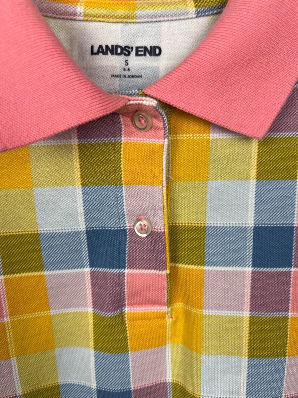 Lands' End Pastel Plaid Golf Shirt - Picture 2 of 12